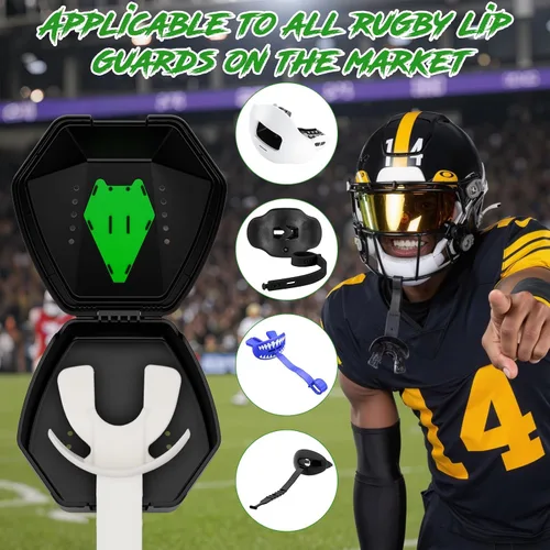 Vista 6 de ARGOMAX Funda protectora bucal con clip para fútbol y lacrosse, negro+verde Negro y verde