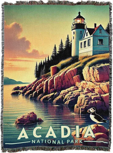 Vista 2 de Pure Country Weavers Manta del Parque Nacional Acadia, manta de tapiz de algodón para regalo, fabricada en los Estados Unidos, 72 x 54 pulgadas
