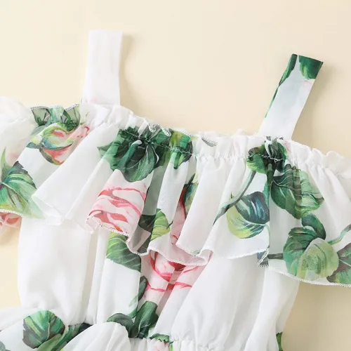 Vista 3 de Toddler Baby Girls Summer Dress Chiffon Princess Tutu Dress Floral Beachwear Suspender Sundress Skirt Little Girl Clothes