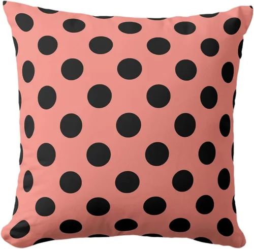 Vista 45 de Fundas de almohada de lunares negros sobre beige de 16 x 16 pulgadas, fundas de almohada decorativas rústicas y cuadradas para decoración del sofá