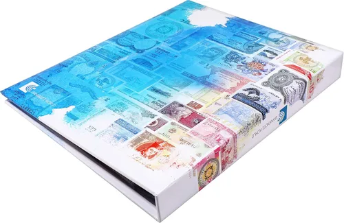 Vista 5 de Banknote World Álbum de recolección de divisas, azul, 100 bolsillos