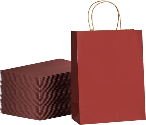 Vista 10 de METAPRINT 100 bolsas de regalo de papel de 8 x 4.5 x 10.8 pulgadas, bolsa de papel kraft negro con asas a granel para cumpleaños, bodas, fiestas