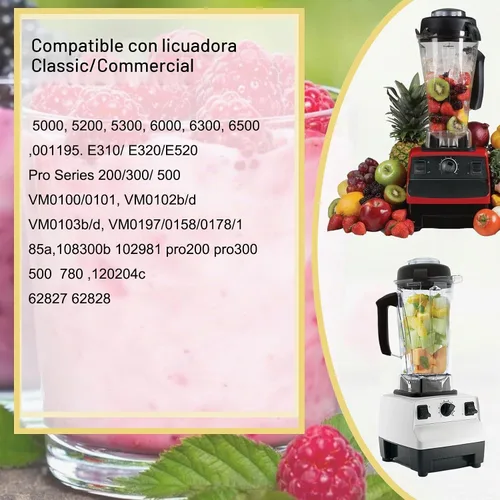 Vista 2 de Jarra de licuadora de 64 onzas, compatible con Vit 5200 5000 5300 6300 VM0101 VM0103 VM0197 serie clásica/comercial, vaso de vaso para licuadora