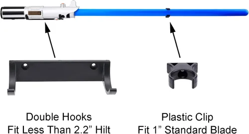 Vista 3 de Soporte de pared para sable de luz horizontal, soporte de gancho para sable de luz, compatible con cualquier sable de luz, color negro, paquete de 1