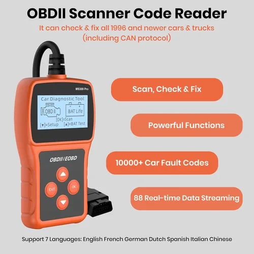 Vista 4 de Acum Escáner OBD2 - Lector de código de motor con reinicio, probador de batería, códigos de error de falla claros, herramienta de diagnóstico