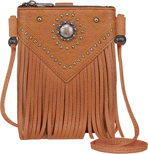 Vista 14 de Montana West Bolsos pequeños cruzados para mujeres estilo occidental con monedero para teléfono celular Aa-negro.