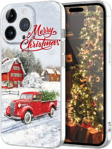 Vista 22 de Newseego Funda de Navidad para iPhone 13, Serie Linda a Prueba de Golpes Anti-Amarillo PC Duro + Parachoques TPU Cubierta Protectora para Mujeres