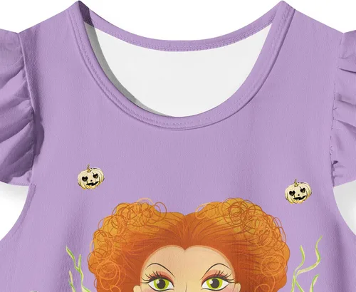 Vista 3 de Yannie Winifred Sarah Mary Sanderson - Vestido de hermana y niña ropa de bruja para niños camisa de manga corta con volantes