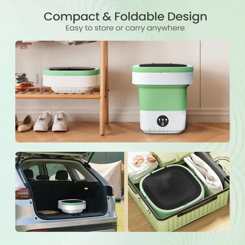 Vista 4 de Lavadora portátil de 20 litros, mini lavadora con cesta giratoria, 3 modos de limpieza y lavado profundo para ropa pequeña, lavandería plegable