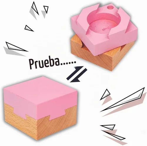 Vista 2 de DC-BEAUTIFUL Caja mágica de madera, caja de regalo secreta rosa, caja de rompecabezas imposible para cumpleaños y San Valentín Small Rosa