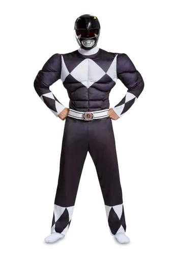 Vista 3 de Disfraz de Power Ranger Negro musculoso para hombre Multicolor