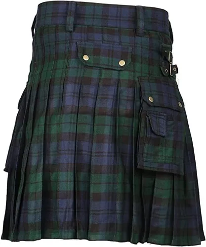 Vista 2 de Kilts de tartán escocés para hombre disfraz tradicional pesado de las tierras altas para hombres faldas irlandesas modernas vestido formal