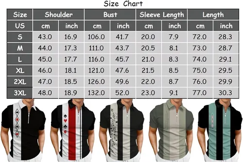 Vista 2 de Polo de manga larga para hombre, estampado con cremallera, casual, ajustada, camisas de golf