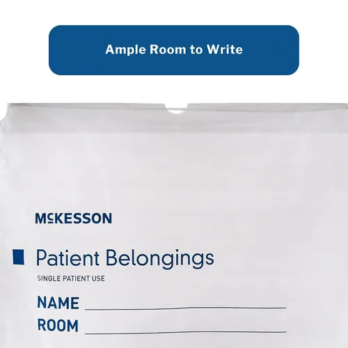 Vista 6 de McKesson Bolsa de pertenencias para pacientes con cierre de cordón, blanca, 4 x 20 x 20 pulgadas, 250 unidades White