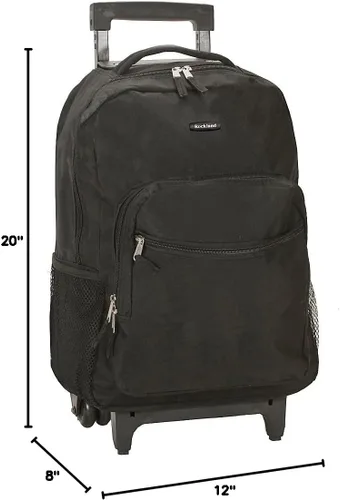 Vista 10 de Rockland Mochila con ruedas de doble asa de 17", color negro