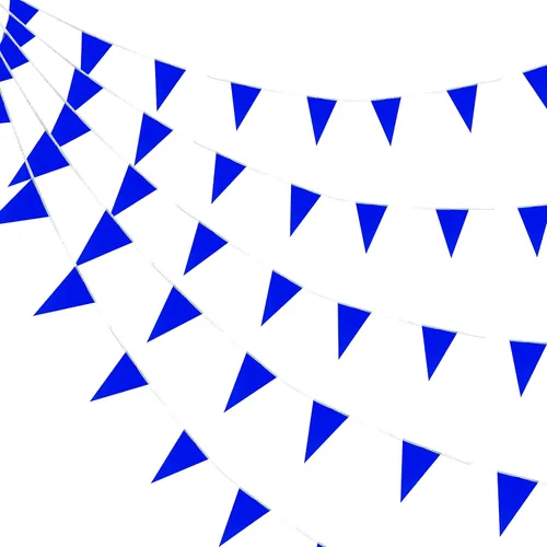 Vista 12 de Consummate Banderines negros de 100 pies con banderines colgantes triangulares para gran apertura, cumpleaños de niños, decoraciones de fiesta, 60