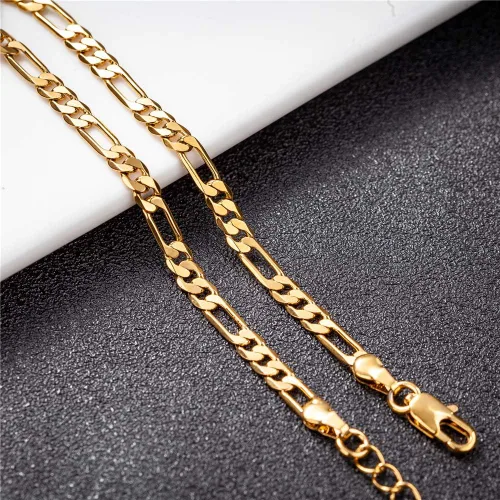 Vista 4 de Tobilleras con iniciales unisex, pulsera de eslabones cubanos chapadas en plata y oro de 18 quilates para mujeres y niñas, tobillera dorada