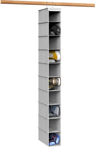 Vista 10 de Simple Houseware - Organizador de armario con 10 estantes para zapatos, colgante, negro