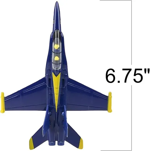 Vista 3 de ArtCreativity Avión de juguete de 6 pulgadas F-18 Blue Angels con mecanismo de retroceso (juego de 2), juguetes de avión de metal fundido a presión