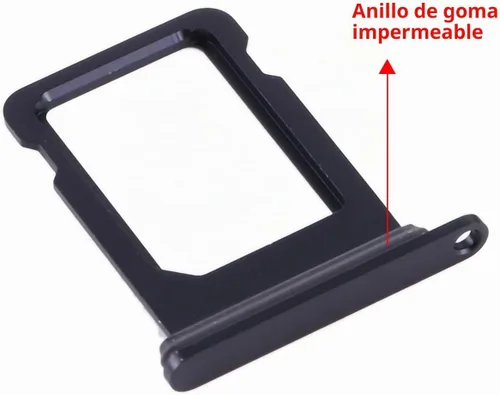 Vista 2 de Reemplazo de ranura para bandeja de tarjeta SIM para iPhone 12 (negro) con anillo de goma impermeable y pasador de expulsión