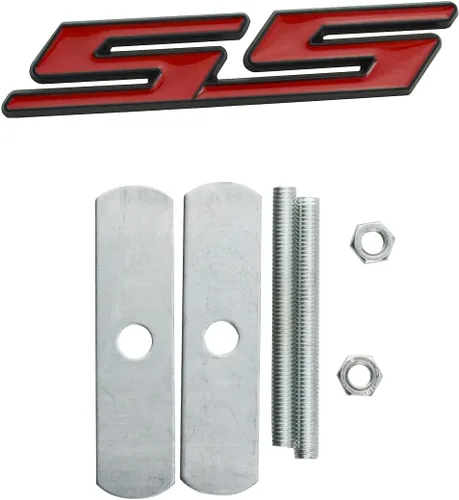 Vista 6 de 1 calcomanía de metal 3D para rejilla delantera, emblema SS para automóvil (negro y rojo)