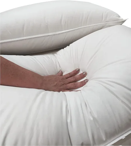 Vista 3 de Royal Tradition Almohadas de plumón (firme) Queen/tamaño estándar, color blanco, funda de 100% algodón con 500 hilos, 750 rellenos de potencia, 41