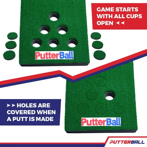 Vista 3 de PutterBall Original Golf Putting Game Set – Backyard 12 ft Putting Green Pong Style Golf Mat with 2 Putters, 2 Balls & Hole Covers