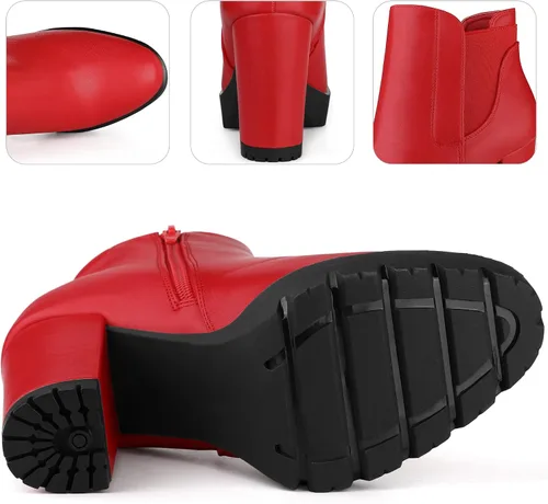 Vista 3 de Perphy Botas Chelsea de tacón alto con plataforma para mujer