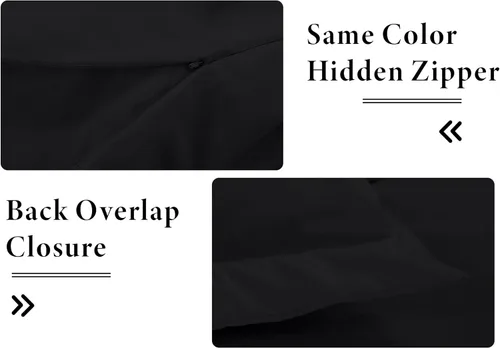 Vista 6 de ROYALE LINENS Funda de edredón negra tamaño individual – Fundas de edredón de 2 piezas – Cierre de cremallera – 1 funda de edredón individual de 68