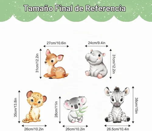Vista 4 de Tanlaby Pegatinas de pared de animales de la selva de dibujos animados