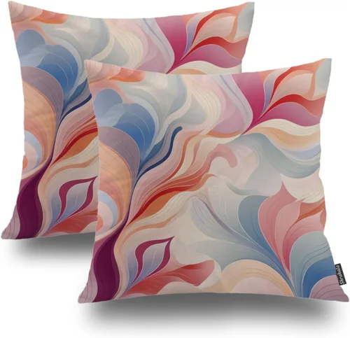 Vista 15 de Shrahala Juego de 2 fundas de almohada de mandala de color beige para exteriores, cuadradas, mandala, para interiores, de lino resistente al agua
