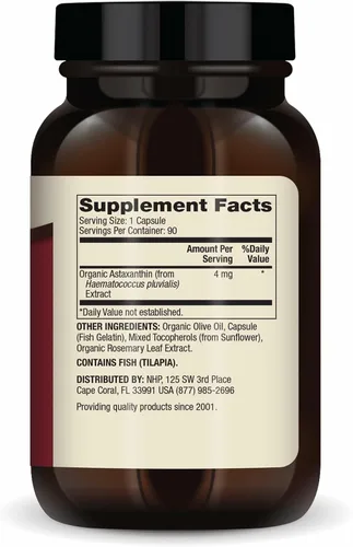 Vista 2 de Dr Mercola Astaxantina 4 mg, 90 porciones (90 cápsulas), sin OMG, sin soja, sin gluten