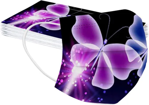 Vista 8 de 50 máscaras faciales desechables para niños y niñas, máscara de fiesta de mariposas, cuidado de la piel, vacaciones, transpirable, gruesa, 3 capas