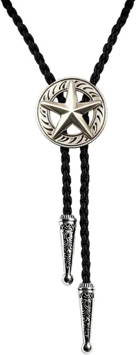 Vista 21 de BRBAM - Corbata de cuero estilo retro con diseño de vaquero occidental y estrella solitaria para hombre Estilo 3 - Bronce