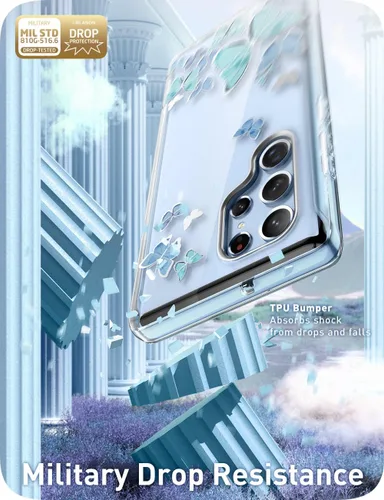 Vista 4 de i-Blason Funda para Samsung Galaxy S22 Ultra 5G (2022) con protector de pantalla integrado, diseño de purpurina de la serie Cosmo Slim protección
