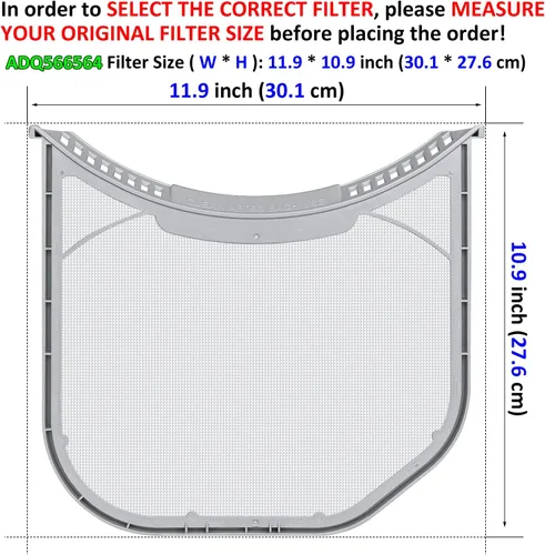 Vista 2 de ADQ566564 - Filtro de pelusa de repuesto para secadoras LG y Kenmore, trampa de pantalla de pelusa ultra duradera, borde sin sello de fieltro