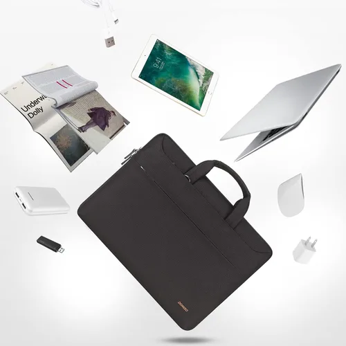 Vista 3 de DOMISO Bolsa mensajero de hombro tote para laptop de 14 pulgadas para mujeres y hombres, bolsa de computadora para viajes de negocios y trabajo