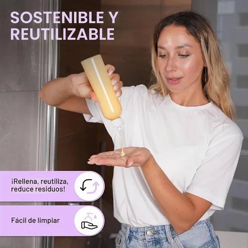 Vista 5 de BRIGHTFROM Botellas aplicadoras con tapa giratoria, plástico transparente de 8 onzas sin BPA, vacías, exprimidas, recargables, boquilla