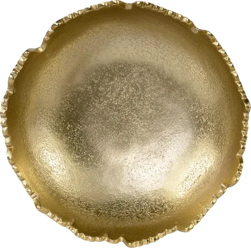 Vista 2 de Red Co. Cuenco decorativo de luna dorada de 8.75 pulgadas, desgarrado asimétrico, centro de mesa de metal martillado con bordes esculpidos Dorado