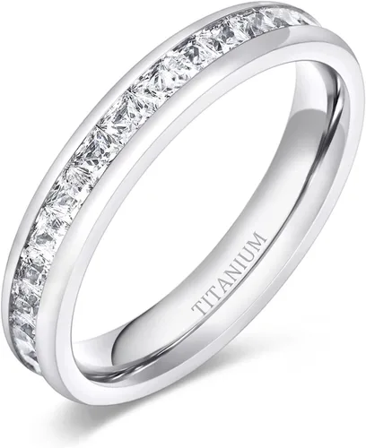 Vista 8 de TIGRADE - Anillo de compromiso de titanio de 5/32 y 15/54 de pulgada (4-6 mm) con circonita cúbica; anillo de bodas talla 3 a 13