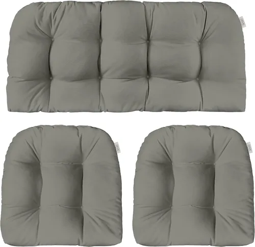 Vista 17 de RSH DECOR: Sunbrella - Juego de 3 cojines de mimbre copetudos 41 x 19 pulgadas y 19 x 19 pulgadas Fabricado con tela de rendimiento Sunbrella