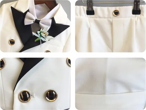 Vista 3 de Traje para niños, 3 piezas, chaqueta de esmoquin formal, traje de boda, traje para niños, chaqueta de traje, pantalón, corbatín