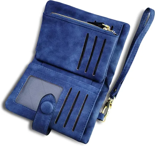 Vista 13 de AOXONEL Women's Small Bifold Leather wallet Rfid blocking Ladies Wristlet with Card holder id window Coin Purse