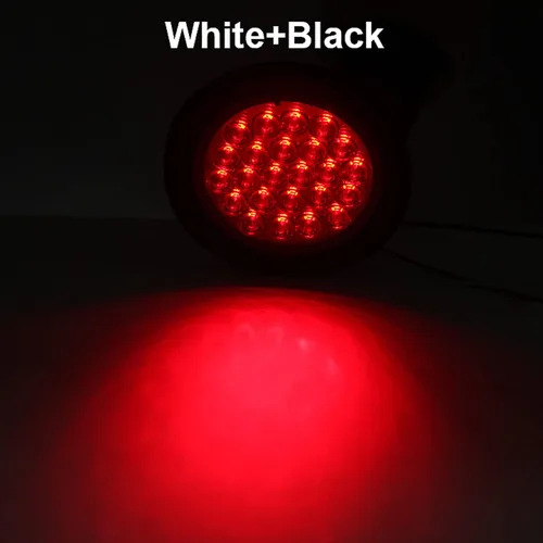 Vista 4 de 4 piezas de luces traseras LED redondas de 4 pulgadas para remolque, rojas, 24 LED, impermeables, luces traseras LED redondas de 4 pulgadas