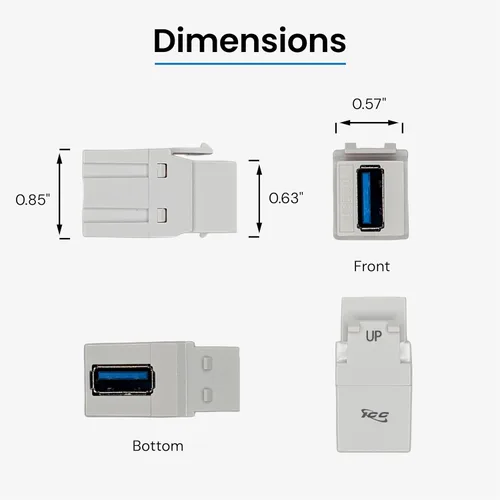 Vista 8 de ICC Acoplador modular USB 3.0 de 90 grados en blanco para estilo HD