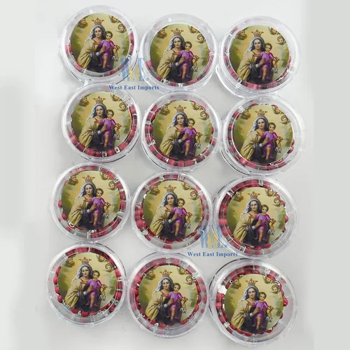 Vista 3 de Rosario perfumado Nuestra Señora del Monte Carmelo (12 piezas) – Regalo de Fragantes cuentas de oración de madera carmesí para un bautismo