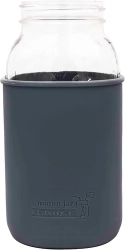 Vista 2 de Paquete de 2 fundas de silicona de medio galón gris carbón de 64 onzas para proteger tarros Mason Mason Jar Lifestyle