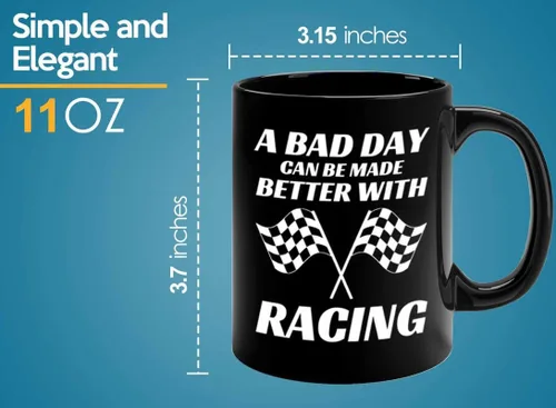 Vista 5 de Taza de café Racer de 11 onzas, color negro, Better With Racing - Fuel Speed Racer Car Guys Circuit Automotriz Racing Boy Regalos para él, papá