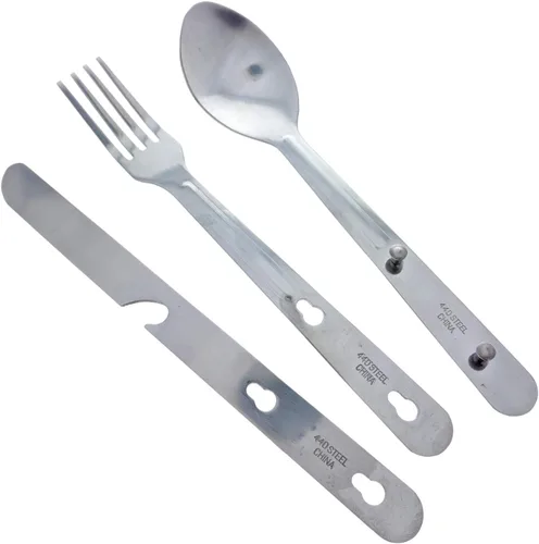 Vista 5 de ASR Outdoor Juego de 2 utensilios de cocina minimalista para campamento, estilo militar del ejército MRE Chow