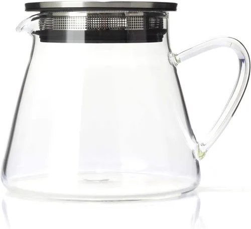 Vista 5 de Four Life 841 - Tetera de vidrio, resistente al calor, 18.9 fl oz (18.0 fl oz), para 3 tazas, tapa con colador de té, una mano, apta para microondas